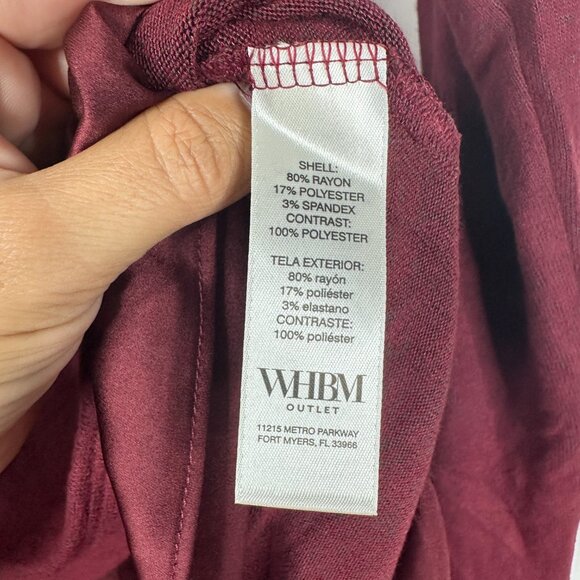 NWT White House Black Market Satin Trim Snit Top Heathered Zinfandel M #WHBM4 - Picture 5 of 10